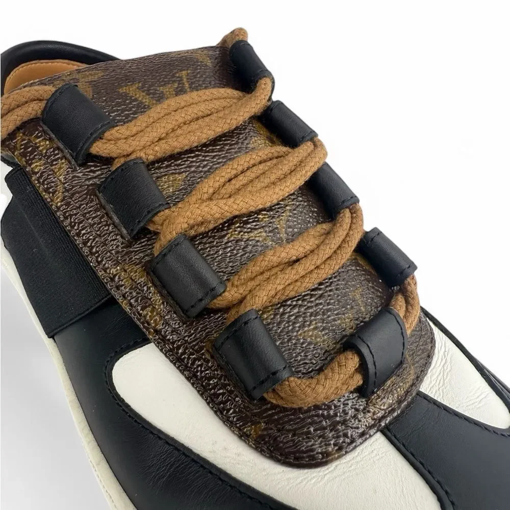 LOUIS VUITTON Black & Brown LV Monogram Leather Sneakers EU37